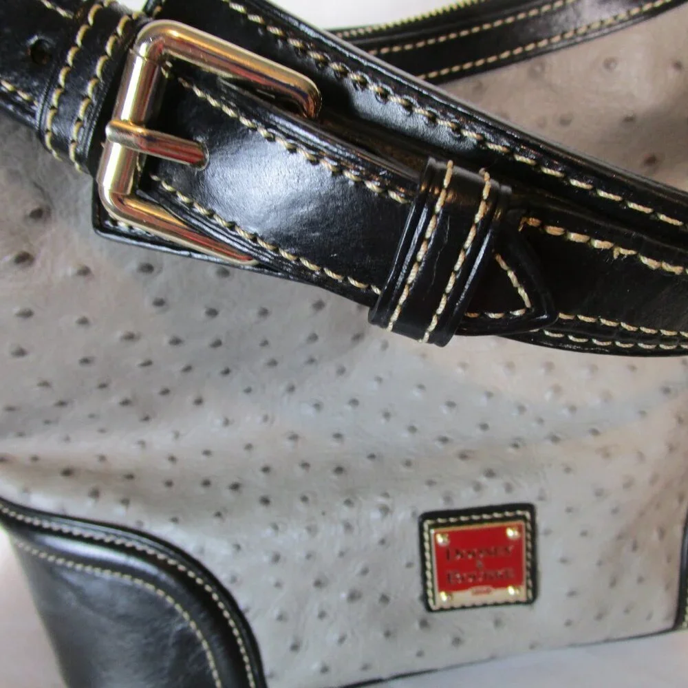Dooney & Bourke Embossed Ostrich Style Leather Bag, Wallet, Checkbook Cover EUC